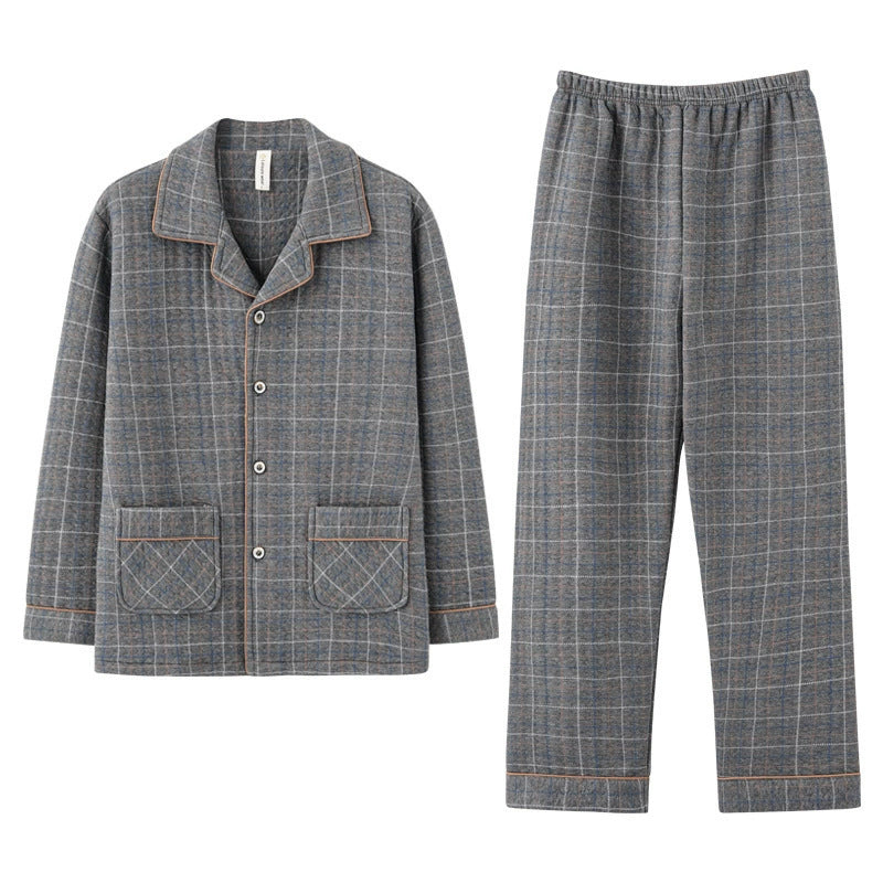 Men's pajamas, 3-layer, cotton, quilted