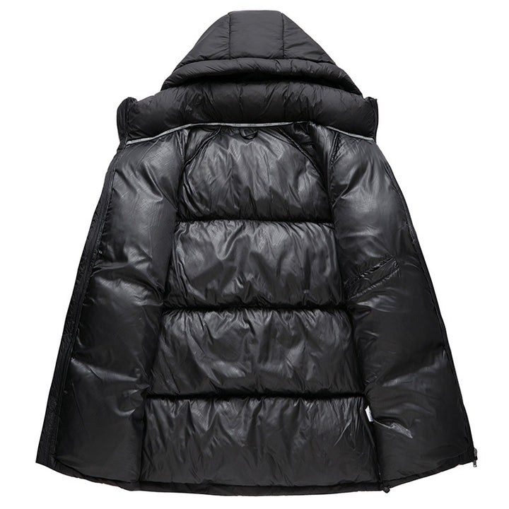 Padded men's quilted jacket, short, with stand-up collar