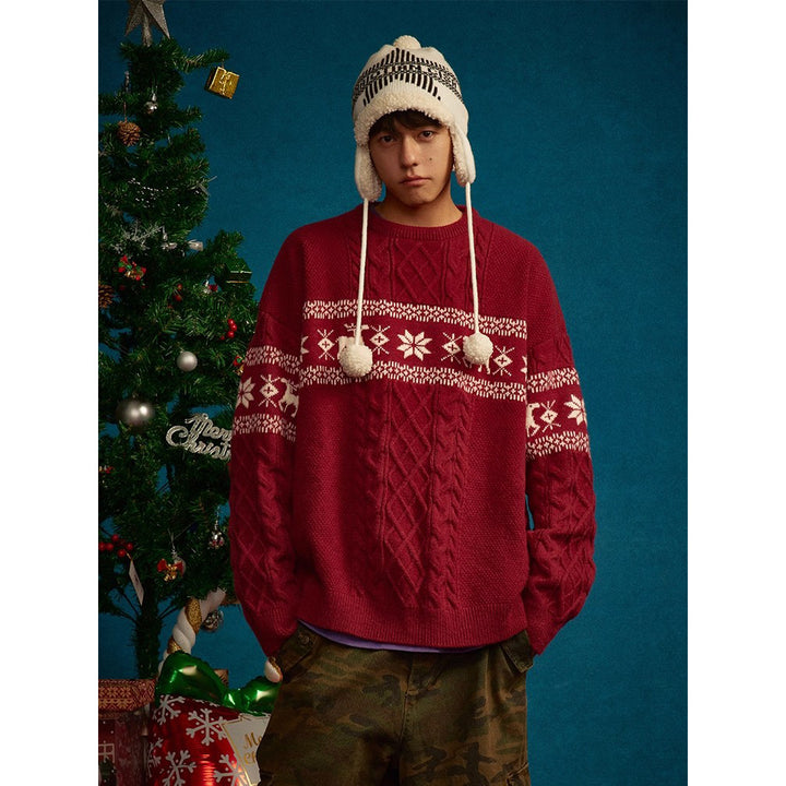 Christmas sweater with reindeer pattern