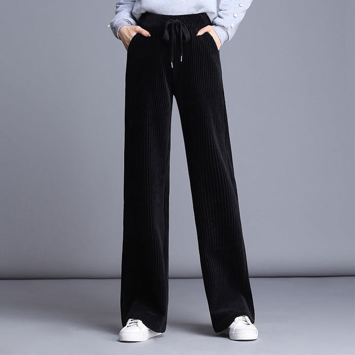 Women's wide-leg corduroy pants, lined