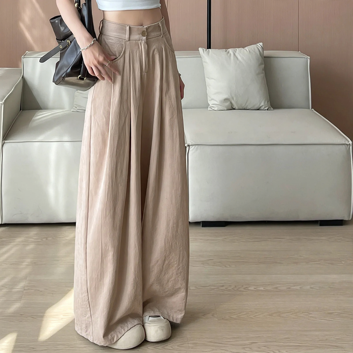 Padded cord pants for women, wide cut