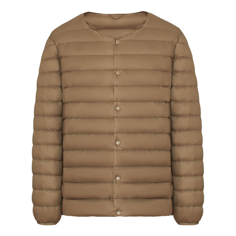 Light men's down jacket, V-neck or round neck