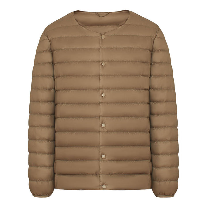 Light men's down jacket, V-neck or round neck