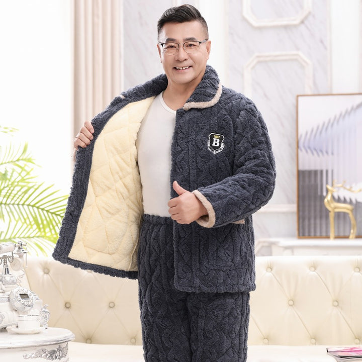 Warmer men's pajamas, padded, for winter