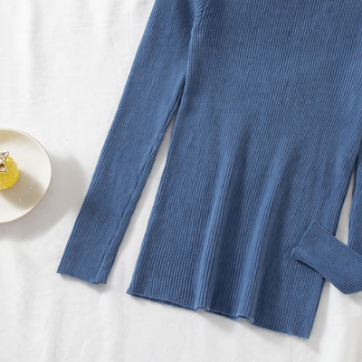 Women's knit sweater with stand-up collar, thin