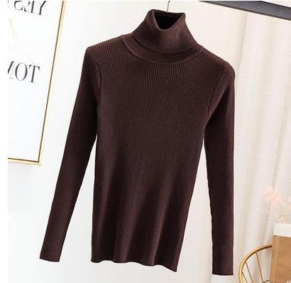 Women's turtleneck sweater, slim fit, solid color