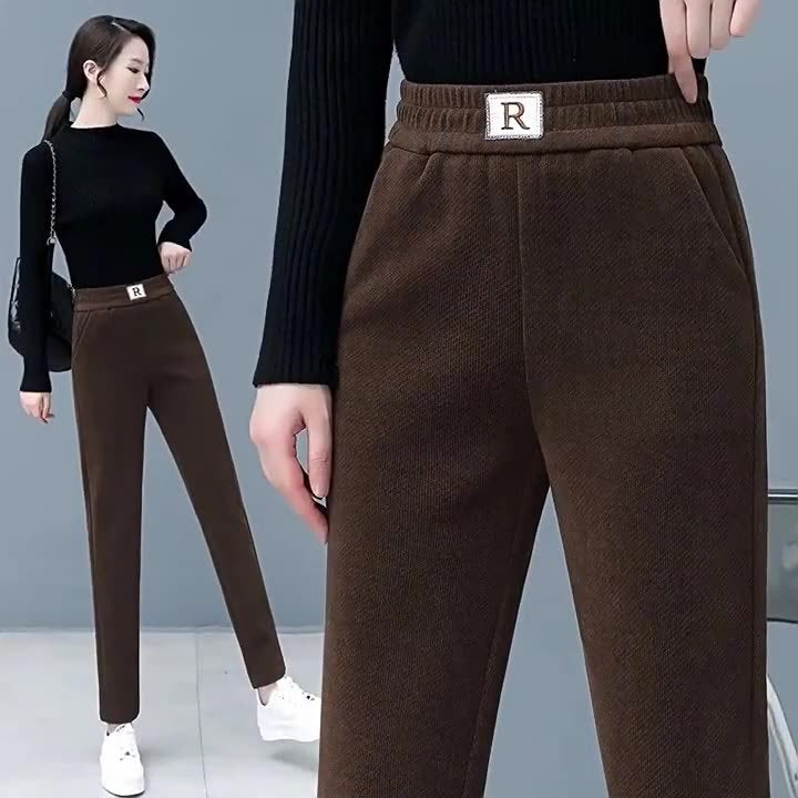Women’s cord pants, lined, carrot shape, plus sizes