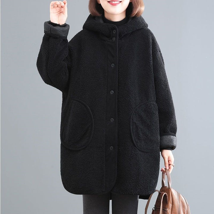 Loose Lambskin Imitation Coat, Mid-Length