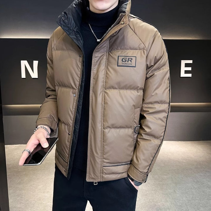 Solid color men's down jacket, lined