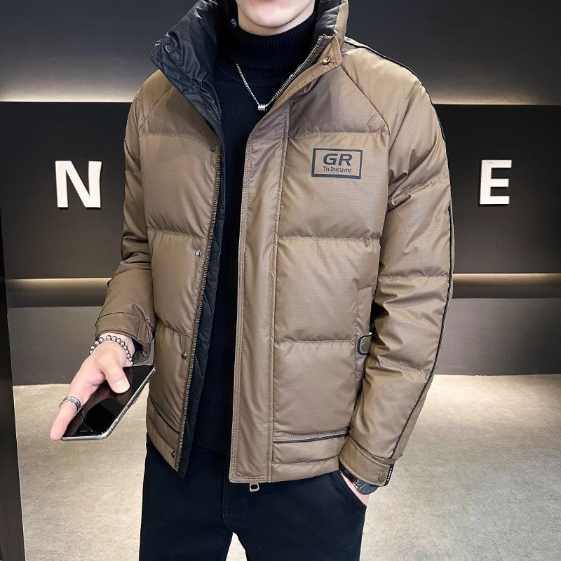 Solid color men's down jacket, padded