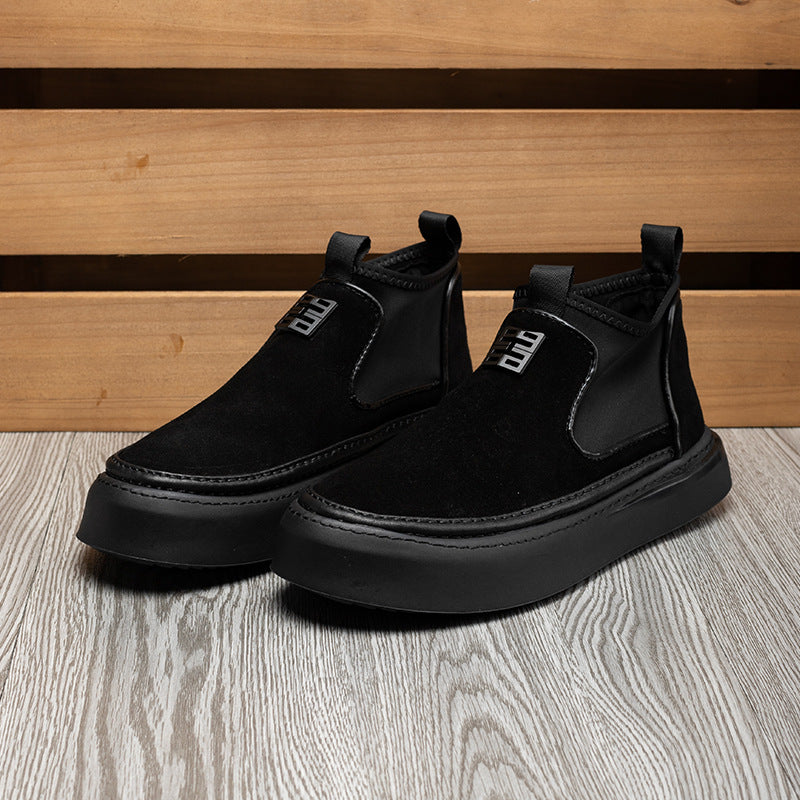 Men's ankle boots, suede look, lined or unlined