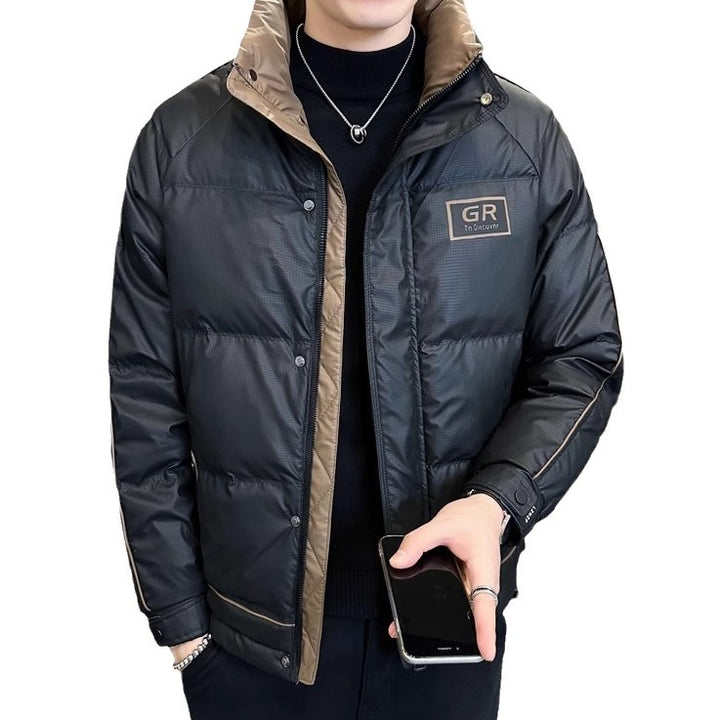 Solid color men's down jacket, lined