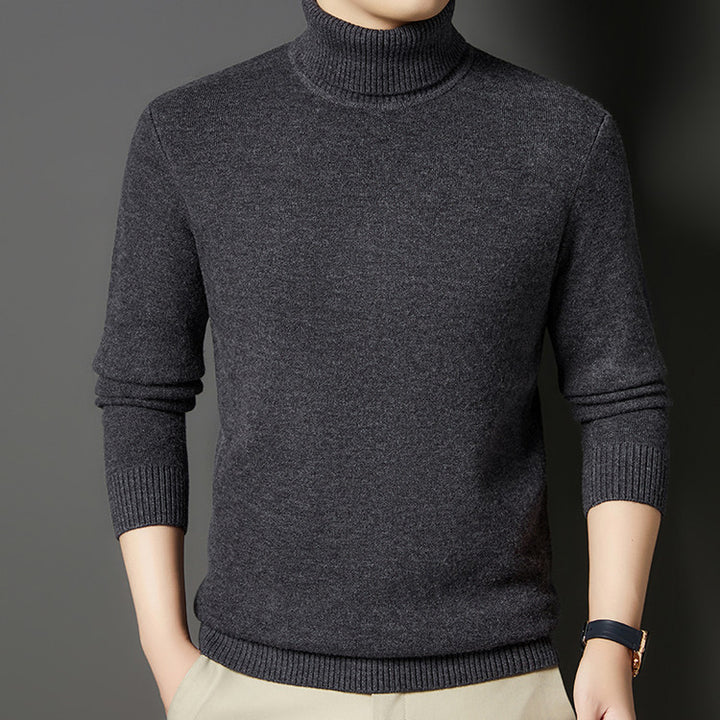 Men's turtleneck sweater with wool content, thick