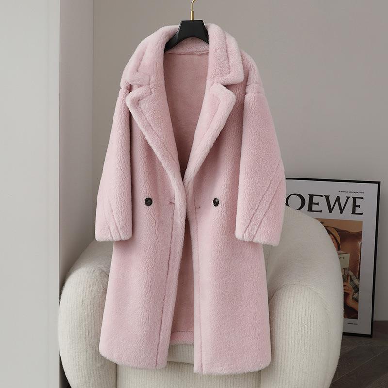 Teddy coat made of virgin wool, mid-length