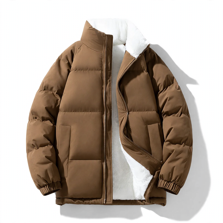Men's quilted jacket, windproof, stand-up collar, loose