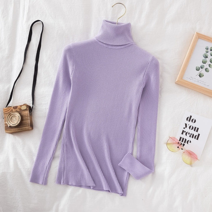Ladies turtleneck sweater, long sleeve, knitted