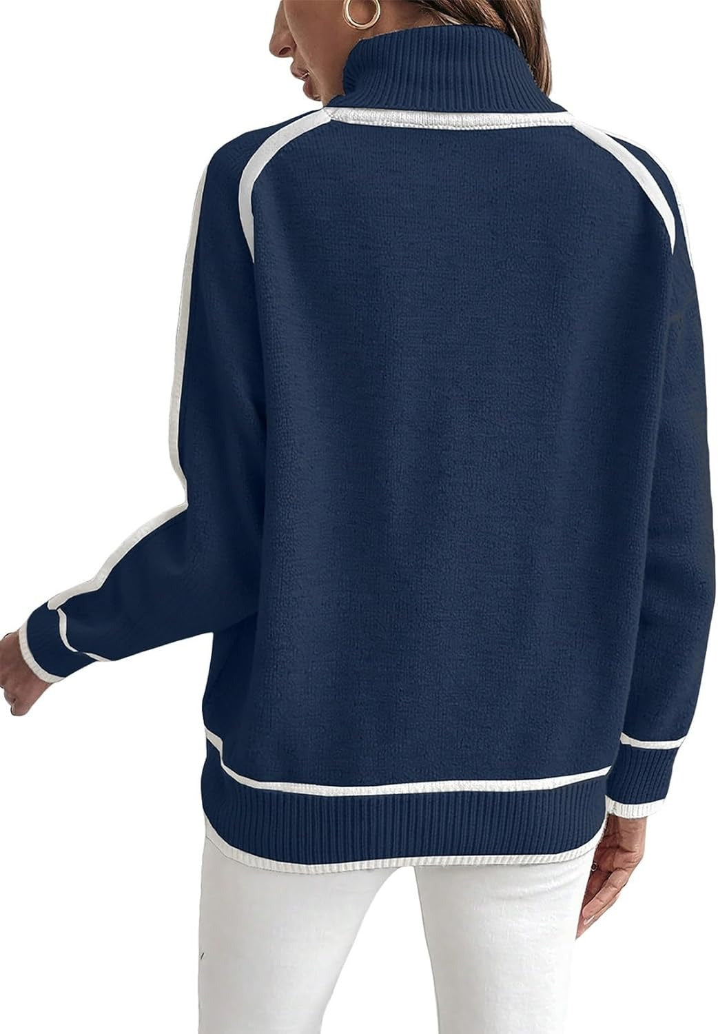 Loose women's knit sweater with high collar