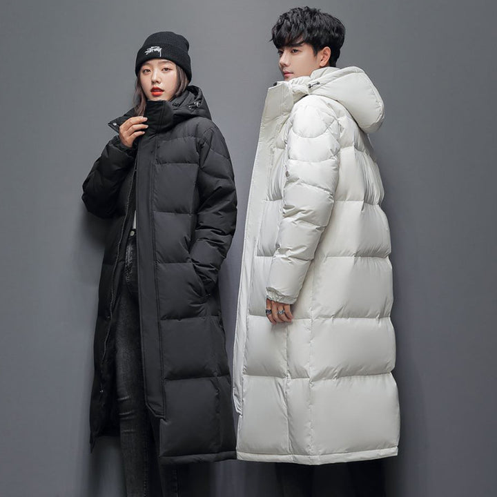 Long down coat for women and men, knee-length