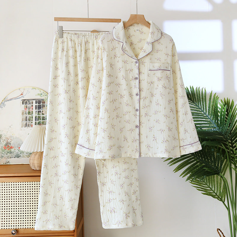 Women's Pajama Set, Cotton, Long Sleeve, with Lapel