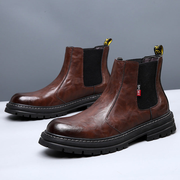 Men's Chelsea boots, lined, vintage style, leather