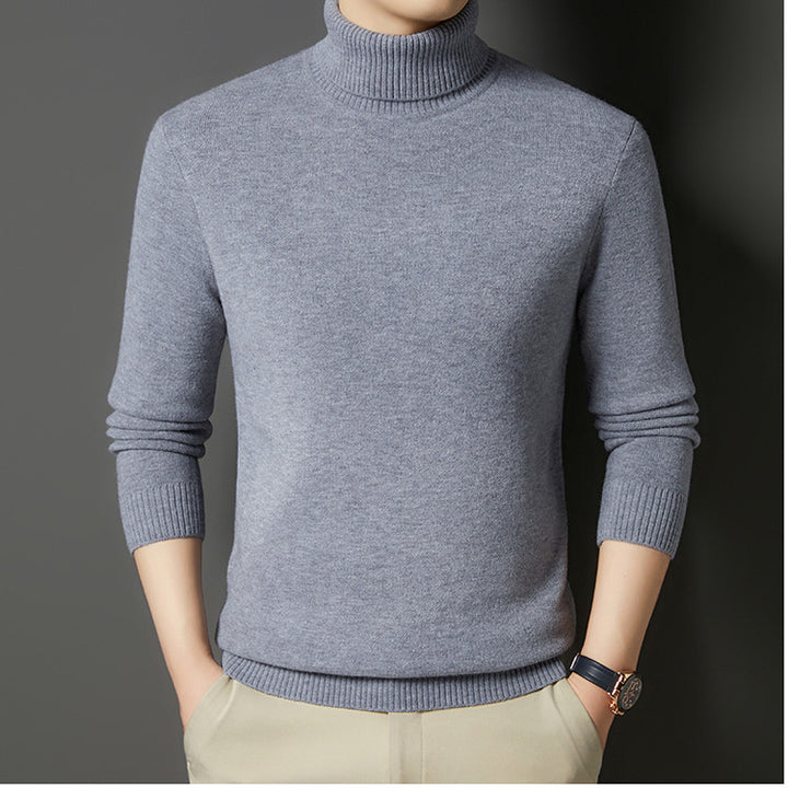 Men's turtleneck sweater with wool content, thick