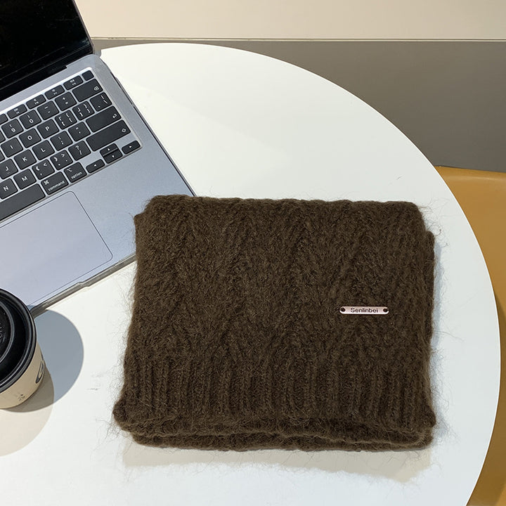 Alpaca wool knitted scarf, warm and soft, 24x165 cm