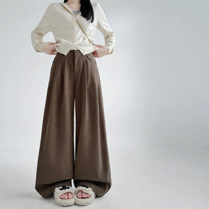 Women’s corduroy pants with wide leg, high waist