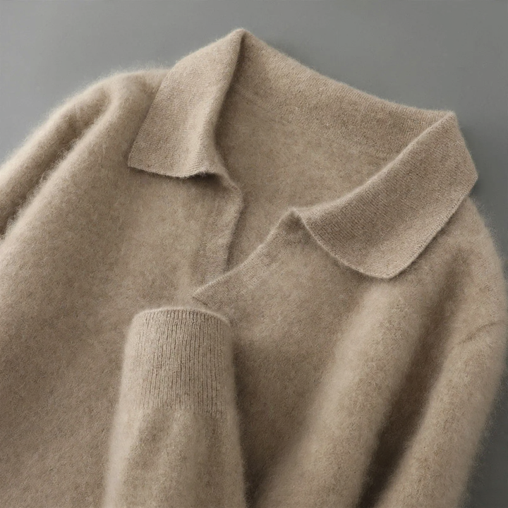 Men's Wool Sweater, Polo Collar, Solid Color