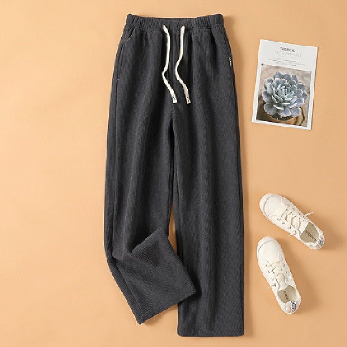 Ladies corduroy pants, high waist, straight fit