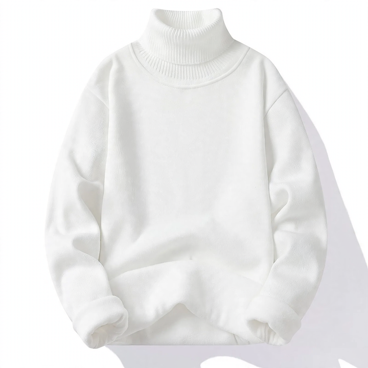 Men's knit sweater with high collar, body-hugging
