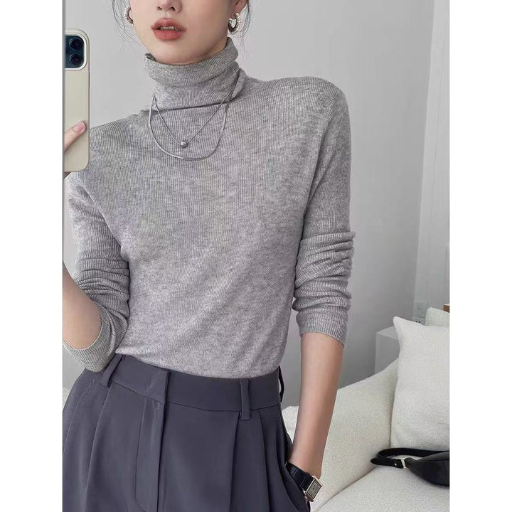 Women's cashmere wool sweater, thin, stand-up collar