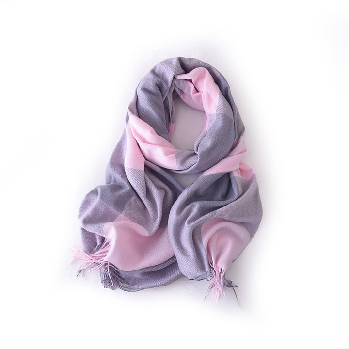 Large winter scarf with check pattern, 180 cm