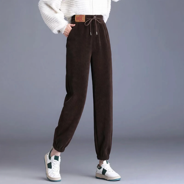 Kord-Relaxed Trousers with High Waist
