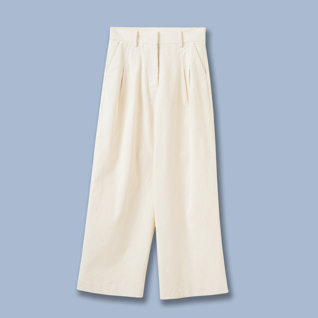 Women's corduroy trousers, straight cut, cotton, French style