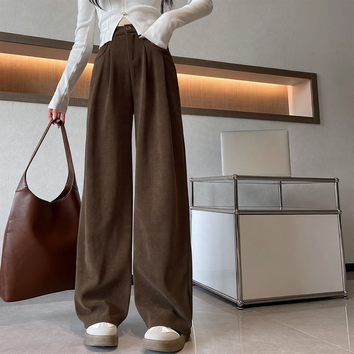 Women’s corduroy trousers, straight cut, lined, for autumn/spring