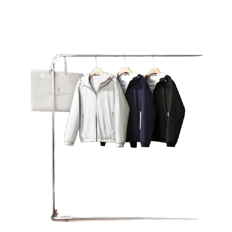 Elegant men's hoodie, wool and silk