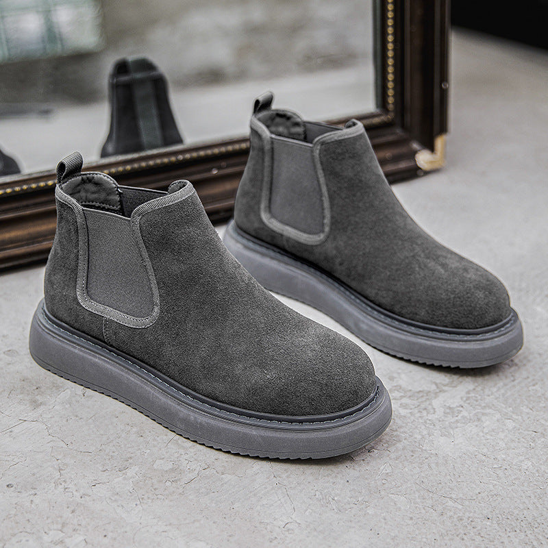 Men's leather boots, suede look, vintage style