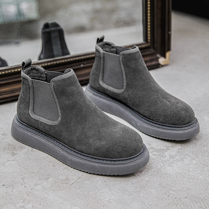 Men's leather boots, suede look, vintage style