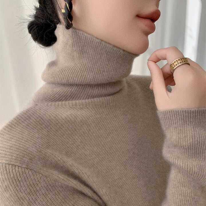 Women’s sweater with stand-up collar, slim fit