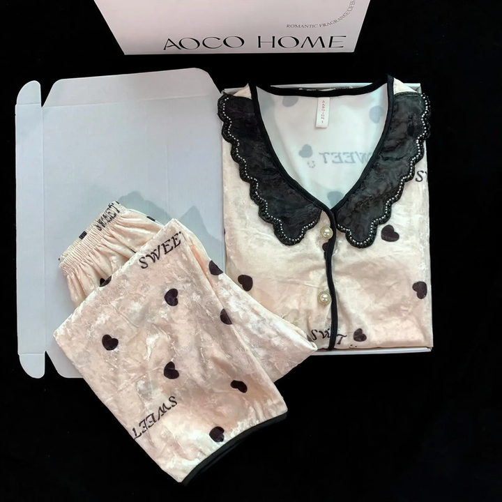 Ladies' Velvet Pajama Set with Breast Pads