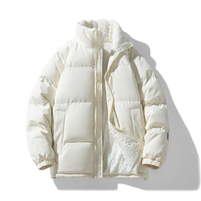 Men's quilted jacket, windproof, stand-up collar, loose