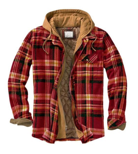 Men's hooded jacket, checked, padded