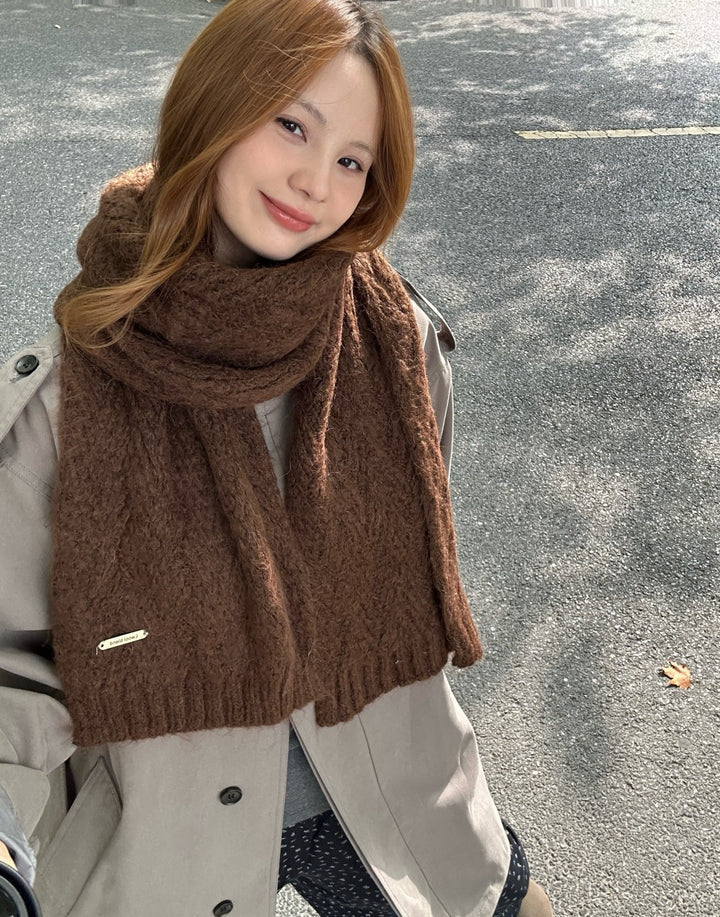 Alpaca wool knitted scarf, 24x165 cm