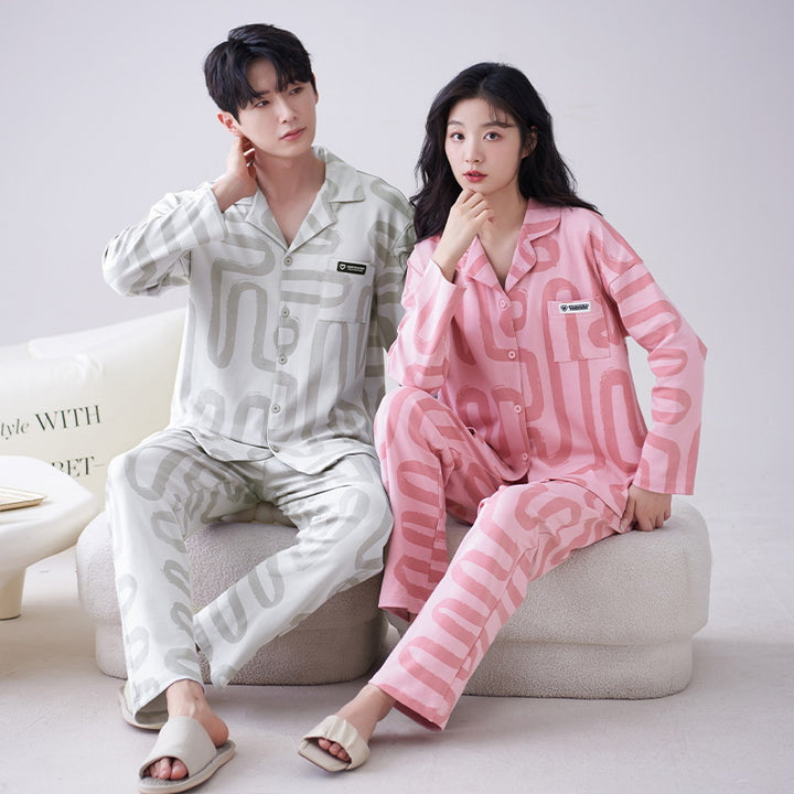 Partner pajamas made of 100% cotton, long-sleeved