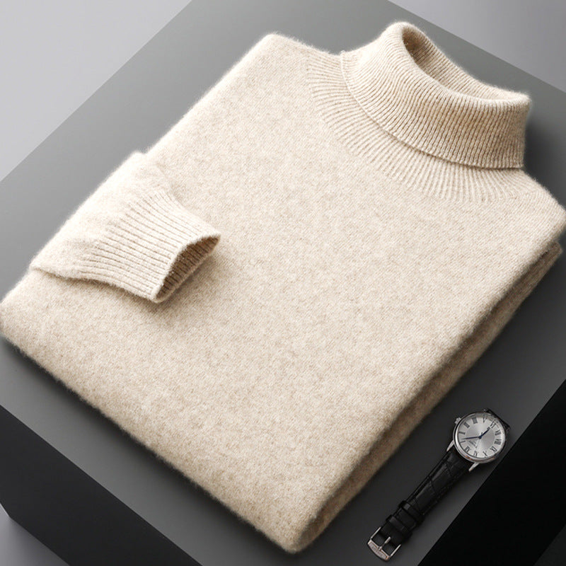 Men's wool pullover, roll neck, 350g, warm