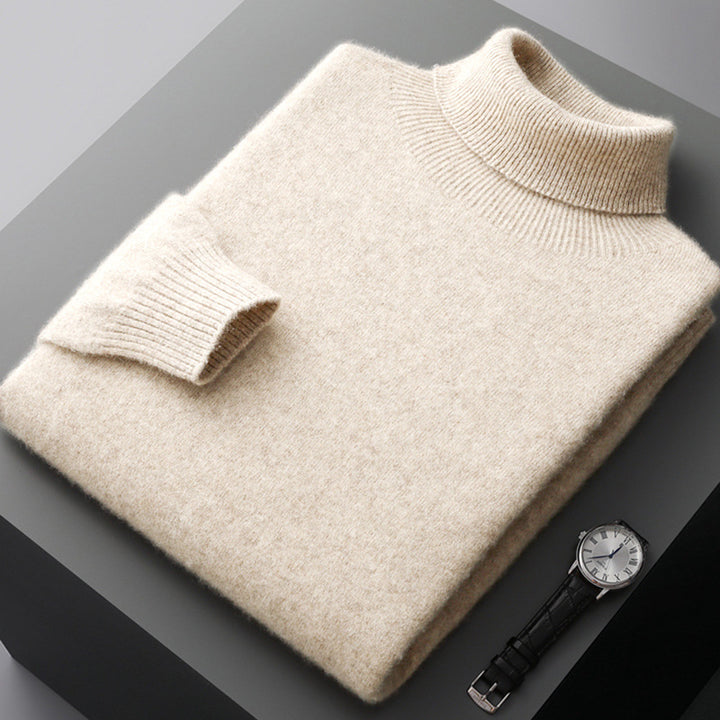 Men's wool pullover, roll neck, 350g, warm