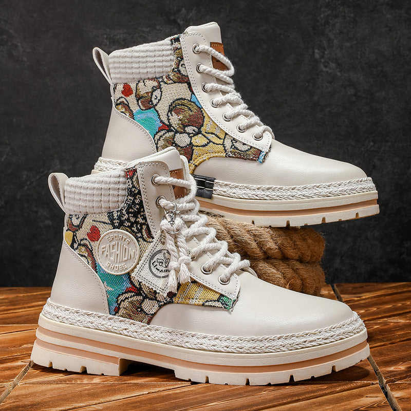 Men's High-Top Boots, PU Upper Material, Non-Slip