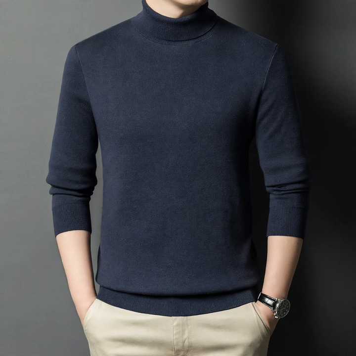 Men's wool sweater, standing collar, warm