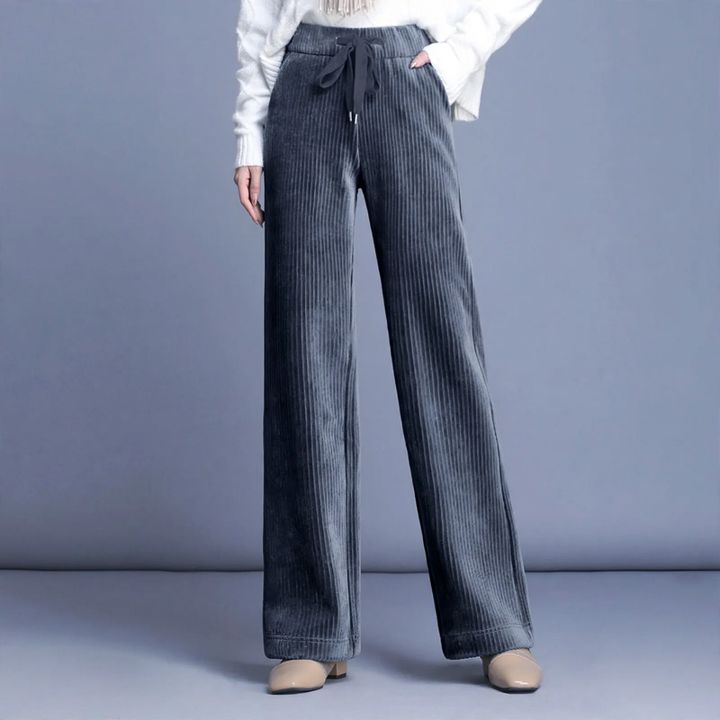 Women's wide-leg corduroy pants, lined
