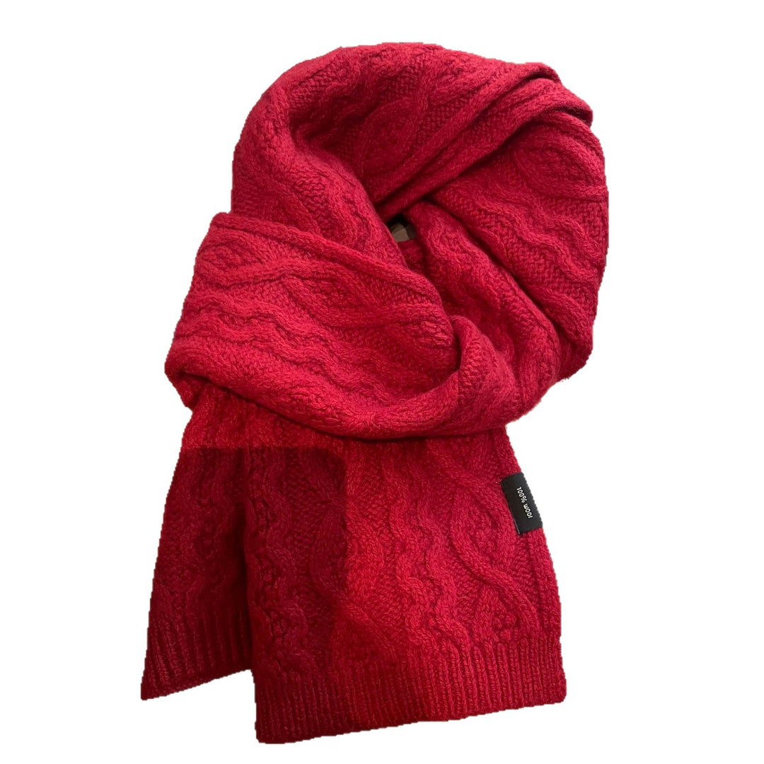 Merino wool scarf, cable pattern, 160x20cm